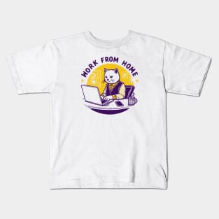 Work from home - cat design Kids T-Shirt